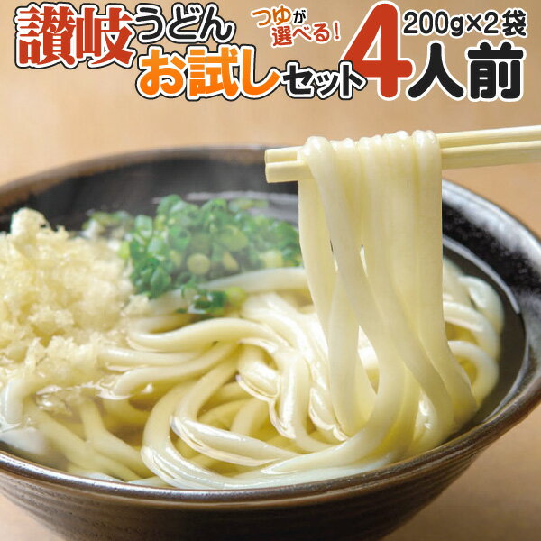 【送料無料】半生 讃岐うどん 4人前 200g×2袋 つゆ付