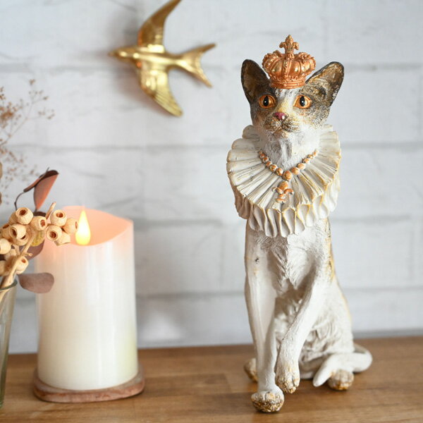 乐天商城 - 『クラウンキャット』（ ねこ ネコ 猫 アニマル 動物 置物 オブジェ 飾り インテリア 雑貨 インテリア雑貨 アンティーク調 王冠 リアル おしゃれ かわいい 大きい ）