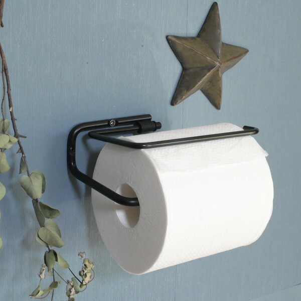 『 トイレットペーパーホルダー シングル アイアン製 ren 』1連 1個 おしゃれ 壁掛け 高級 切れやすい axcis アクシス 紙押さえ付き 右差し 差し込み式 差し込むだけ ブラック 黒 石膏ボード 賃貸 取付簡単 後付け シンプル アンティーク調 北欧 店舗 ホテル トイレ用品