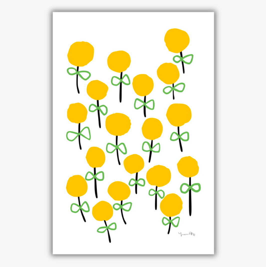 「たくさんの黄色い花」ポスター　ポストカード　ミニポスター　はがき　北欧　おしゃれ　かわいい　韓..