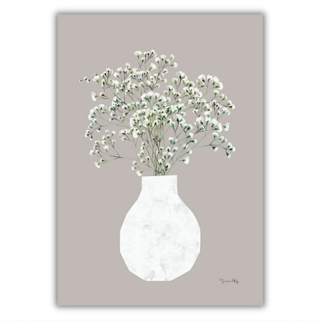 「かすみそう」　ポスター　ポストカード　ミニポスター　はがき　ミモザ　インテリア　北欧　韓国　ア..