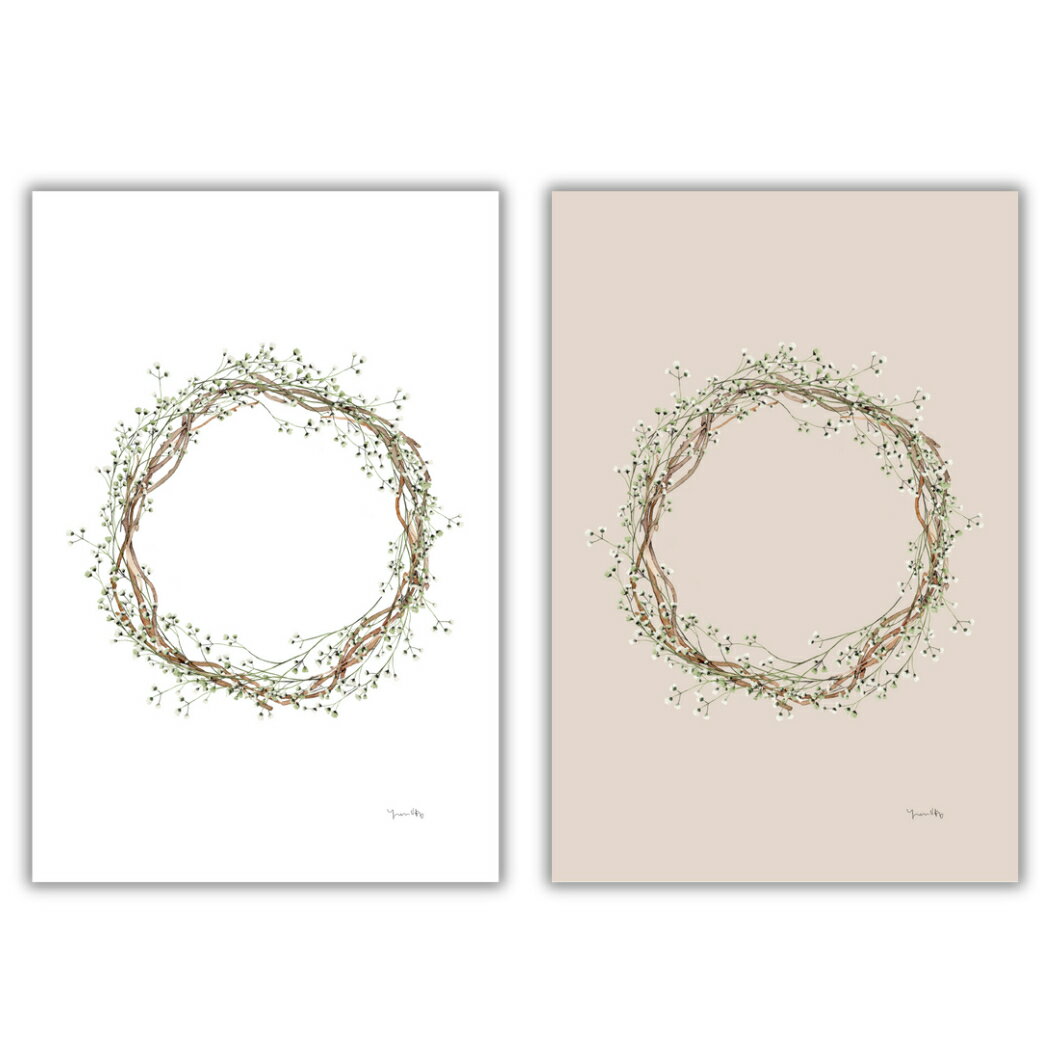 「かすみそう　リース」　ポスター　ポストカード　ミニポスター　はがき　かすみそう　リース　北欧　..