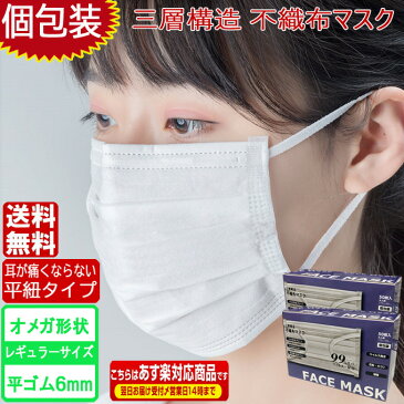 オメガデザイン 平ゴム仕様 在庫あり 即納 耳が痛くならない マスク 白 100枚 国内発送 ホワイト平紐 平ひも オメガ プリーツ 三層構造 防塵抗菌 使い捨て 男女兼用 レギュラーサイズ 3層保護 吊り耳 不織布マスク 花粉症対策 立体 折りたたみ 大人用 送料無料 あす楽