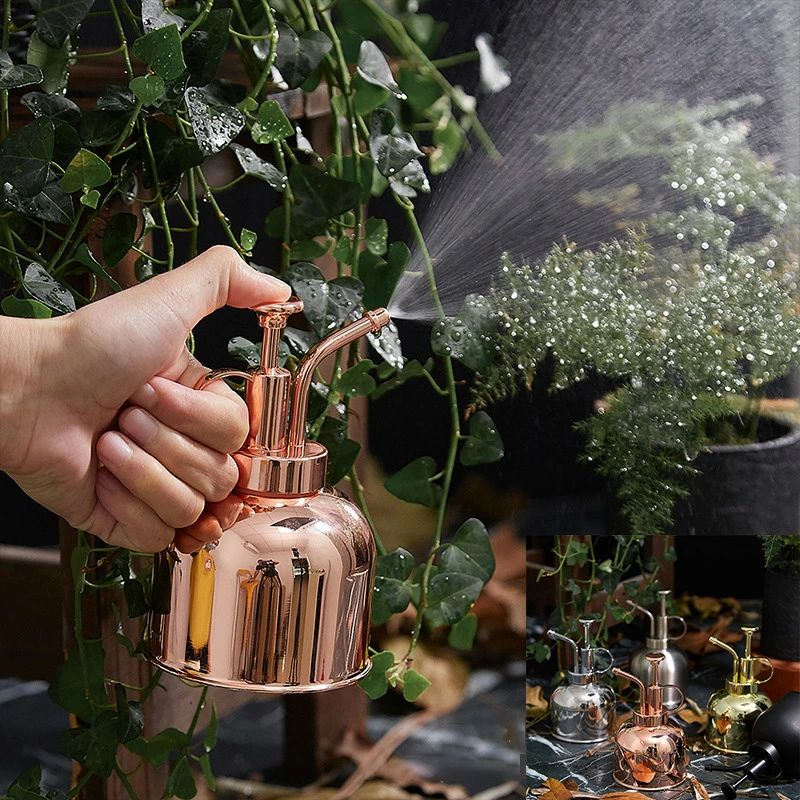 じょうろ ジョーロ おしゃれ 霧吹き ステンレス製 300ml 霧吹き スプレー ミストスプレー ポンプ オシ..