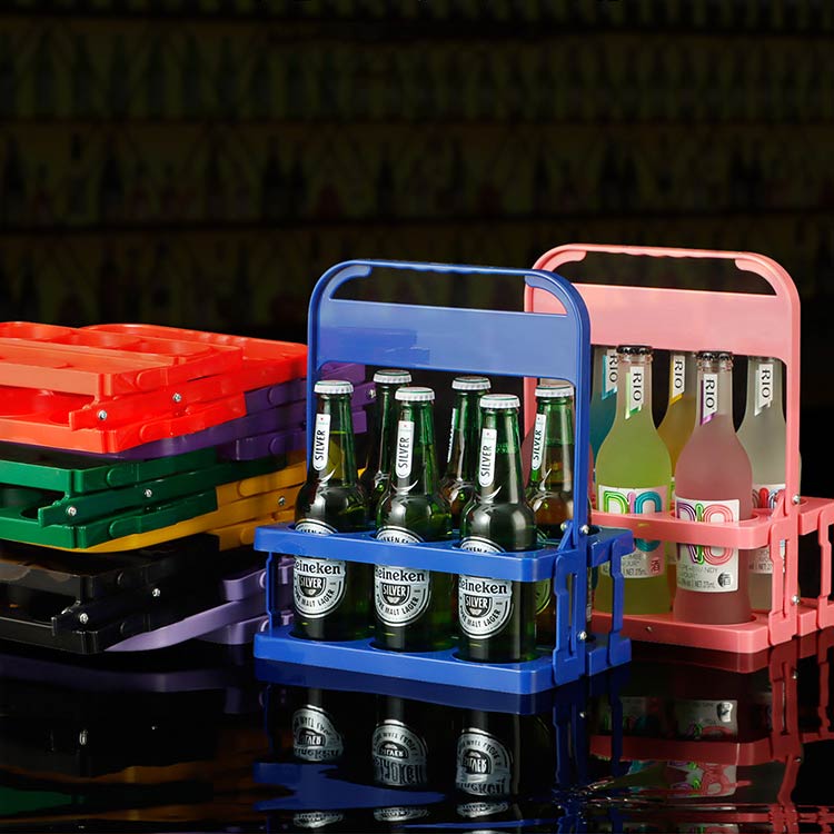 ボトルキャリアー バー用 グリーン ワインボトル ドリンクホルダー 6本用 コンパクト ボトルケージ 瓶