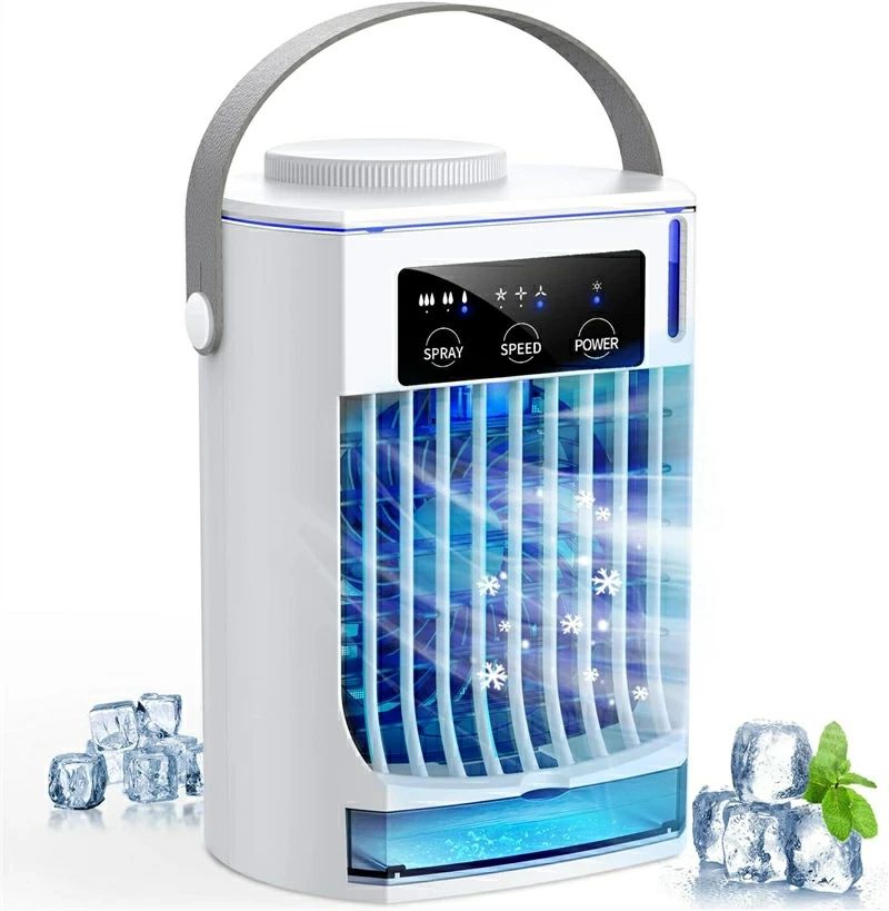 ミニエアコン 風量3段階 マイナスイオン 氷いれ可能 USB給電式 水冷式扇風機 上下調整 急速冷却 卓上冷風機 冷風機 小型