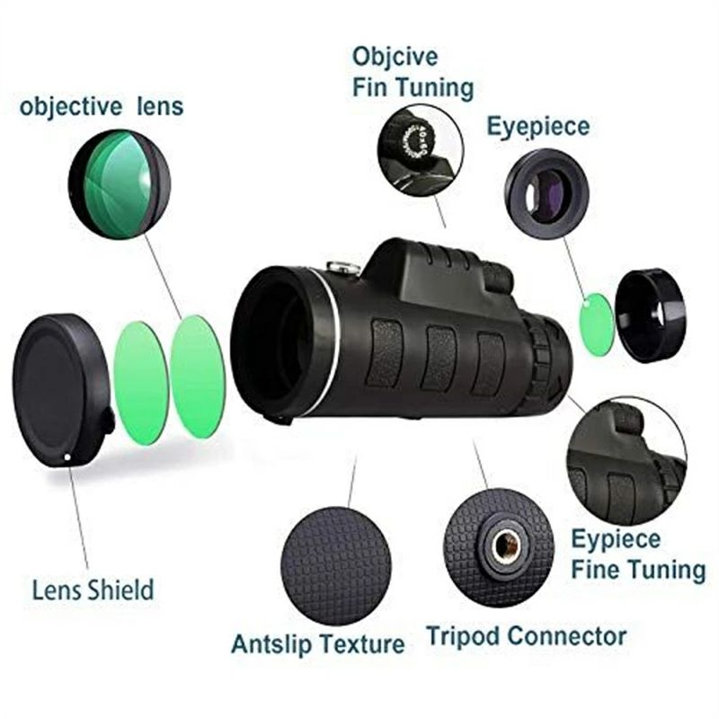 三脚台 携帯電話フォンホルダーの使用に使い 霧や地震を防ぐ ハイビジョンレンズBAK4 光学 可変焦点 単筒望遠鏡 60 x
