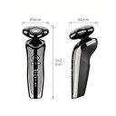 3枚刃 ロック機能 丸洗い可 IPX7防水 回転式 メンズシェーバー LED残量表示 3段階調節 電動シェーバー 髭剃り