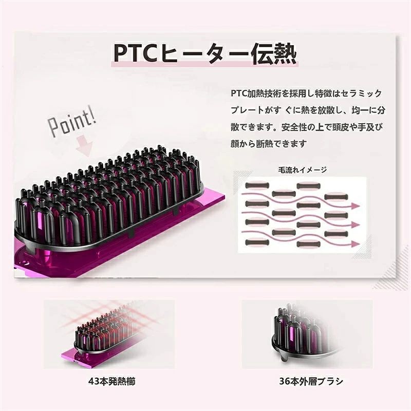 【3in1?ヘアブラシ機能付き】 12段階温度調節 MAX230℃ ストレート&カール 2WAY アイロン 縮毛矯正