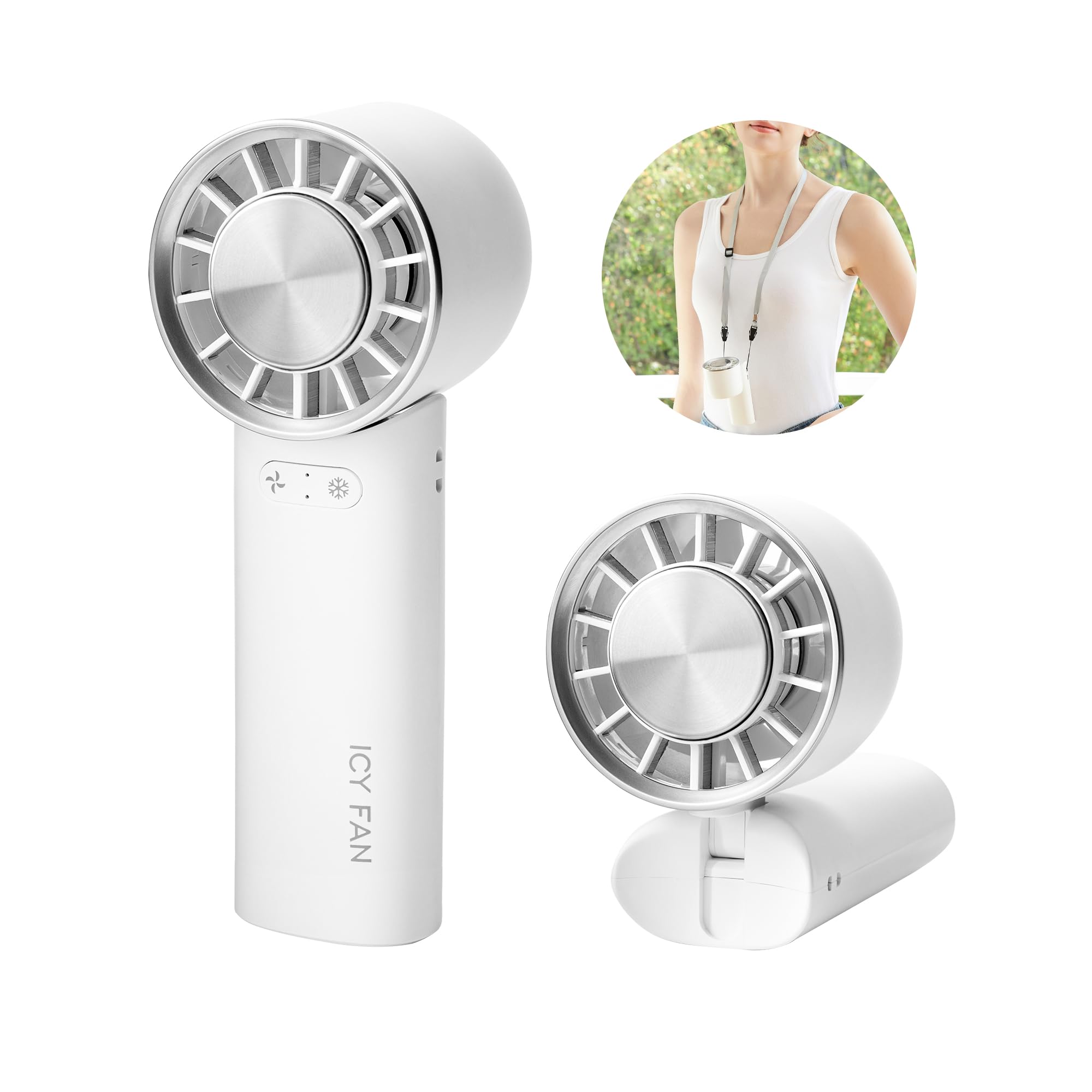 最大15時間動作 3000mAh大容量 4段階風量調節 ℃瞬間冷却】クーラー機能 【-12 大容量 冷却プレート ハンディファン