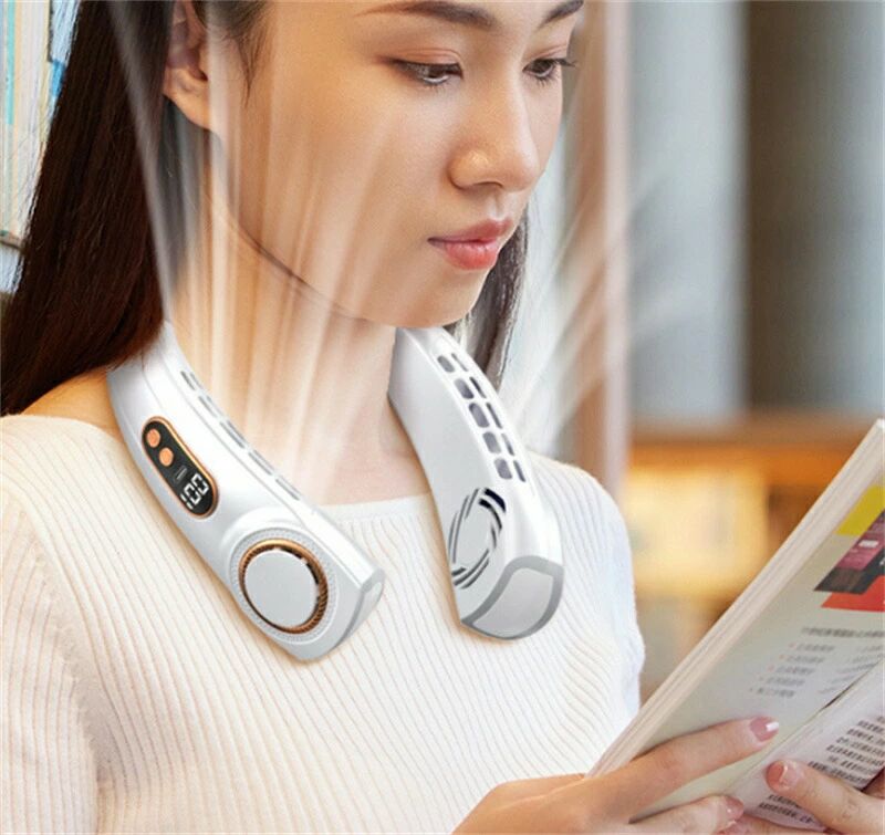 首かけクーラー 首掛けファン 首かけ扇風機 冷却プレート 5段階風量 ネッククーラー 5000mAh 首かけ 扇風機