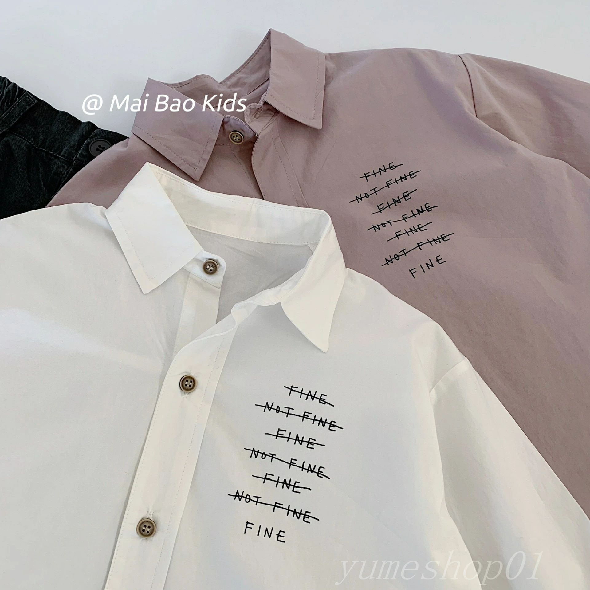 【送料無料】子供用シャツ2025春の新型男女赤ちゃんアルファベット襟付きシャツ韓国版子供春服