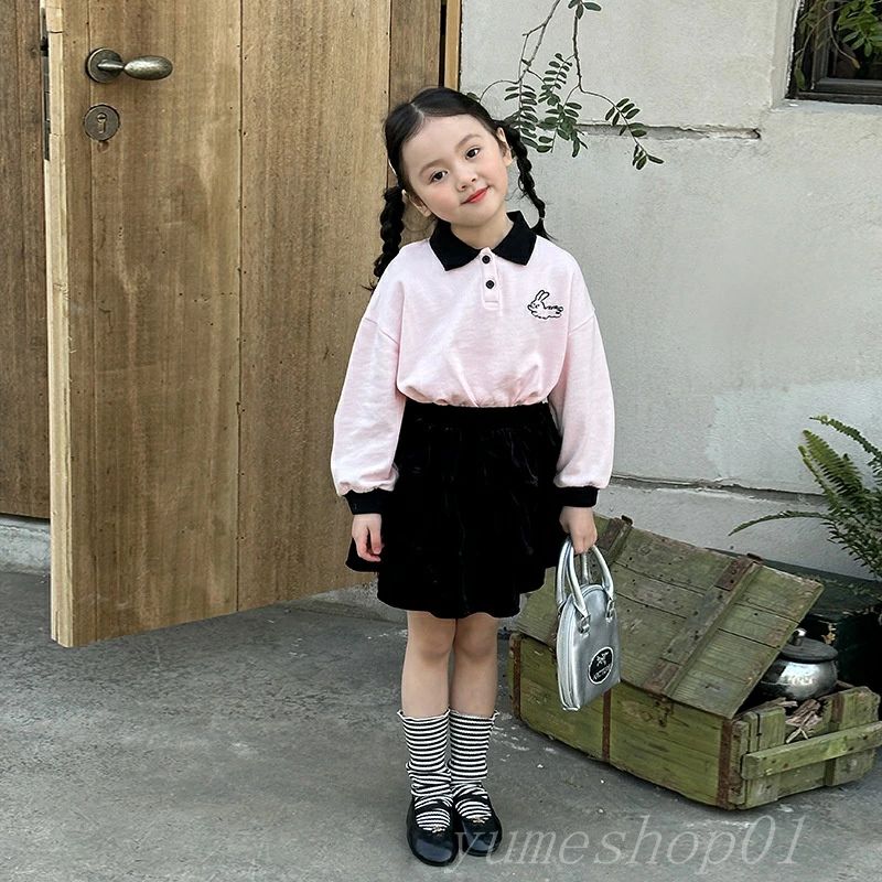 【送料無料】子供服女の子セット2025春新作子供poloシャツショート長袖上着ショートパンツ赤ちゃん服