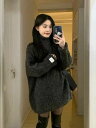 オーバーサイズ 厚手 シンプル カジュアル こなれ感 無地 秋 冬 学生 通学 お出かけ アウトドア 暖かい(4)