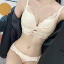セクシーランジェリーセット ノンワイヤー ブラセット 小胸盛れる 韓国 可愛い レースワイヤレスブラ(4)