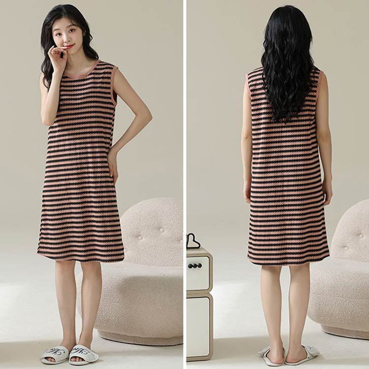 ボーダー 40代 ひざ丈 カップ付きワンピース キャミワンピ タンクワンピース ワンピース ルームウェア