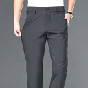 ボトムス メンズ 薄手 接触冷感 速乾 アイスシルクパンツ ロングパンツ スーツパンツ ストレッチ ノータック
