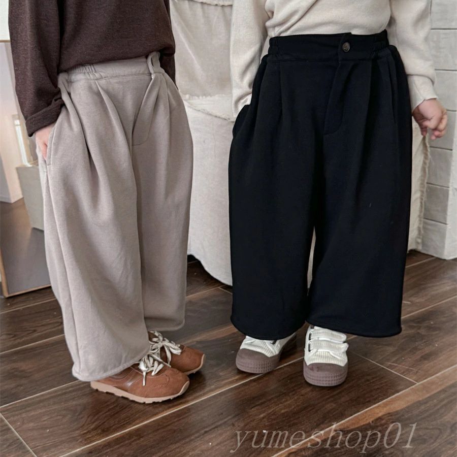 【送料無料】秋の新作子供用ソリッドカラーニットワイドパンツ男女赤ちゃんぽんぷっくりストーリー九分..