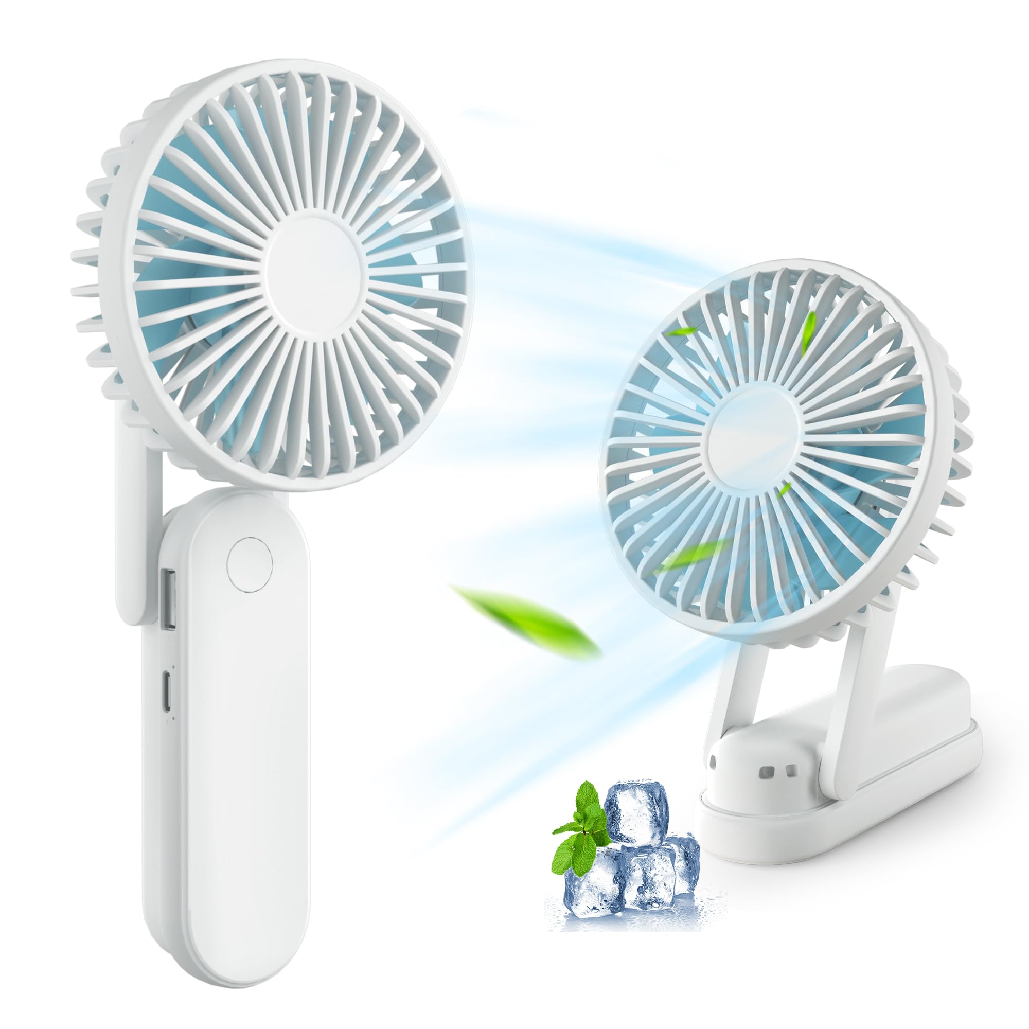 ハンディファン 手持ち扇風機 【2025年折り畳み式?超強風】USB充電式 4700mAhバッテリー 180°無段階調節小型