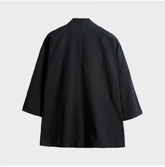 トップス おしゃれ 大きいサイズ 麻 男性用 甚平 部屋着 七分袖 半纏 半被 祭り 夏 作務衣 ポケット付き メンズ はっぴ