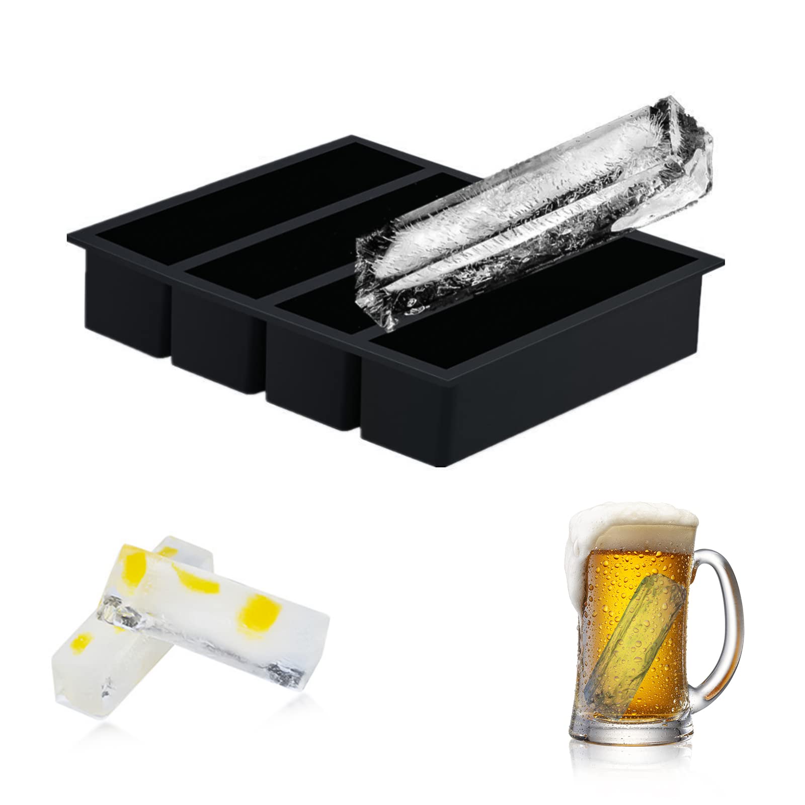 氷 ウイスキー 大きい氷 溶けにくい 取出し簡単 専用蓋付き 製氷器 氷モールド 長方形氷 シリコン アイ..