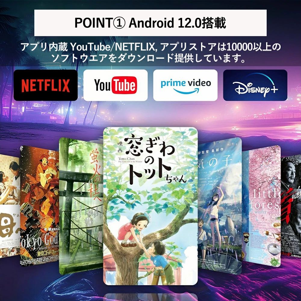 Yuri Yuri FashionのAndroid TV 12.0搭載★270°回転】プロジェクター 小型 25000LM 高輝度4K対応 プロジェクター｜アングル3