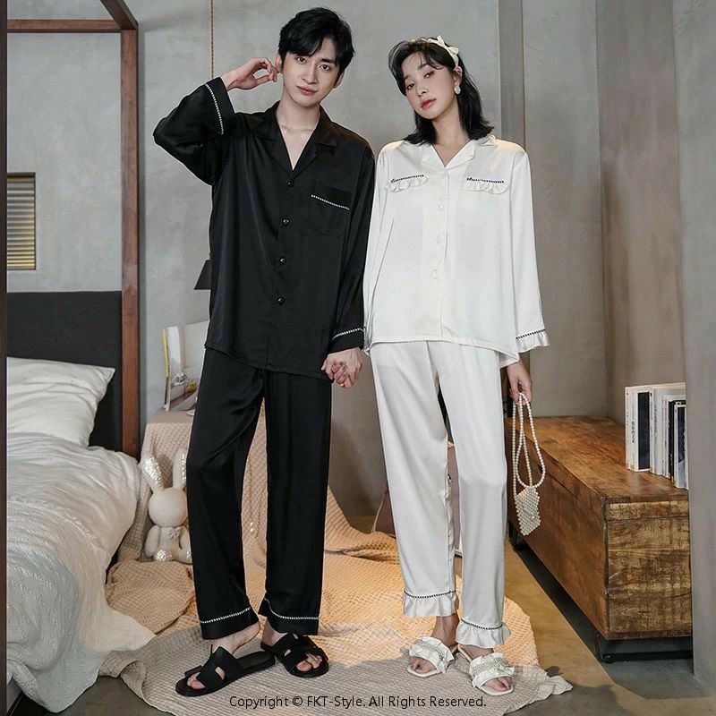 パジャマ ペアルック メンズ パジャマ シルク サテン ペアパジャマ プレゼント 結婚祝い おしゃれ 合成シルク