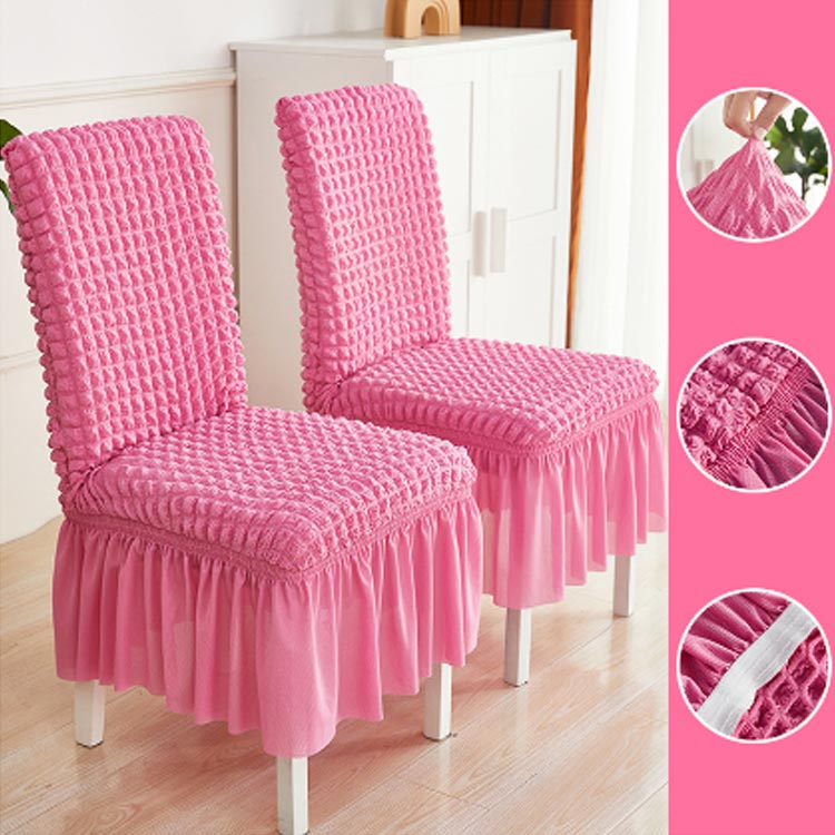 ポップコーン生地 ストレッチ 北欧 無地 伸びる イスカバー フルカバー 洗える チェアカバー 背もたれ [2]