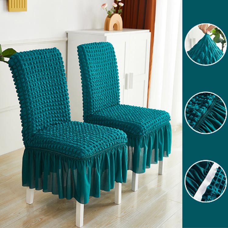 ポップコーン生地 ストレッチ 北欧 無地 伸びる イスカバー フルカバー 洗える チェアカバー 背もたれ [3]