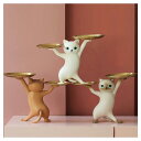 猫 卓上置物 玄関収納 小物収納 置物 インテリア 猫 ペンおき 収納トレイ 装飾 皿を捧げる猫 キー収納 収納トレイ 財布