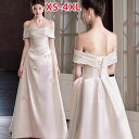 おしゃれ エレガント 花嫁 袖付き オフショルダー ボートネック リボン飾り ドレス Aライン