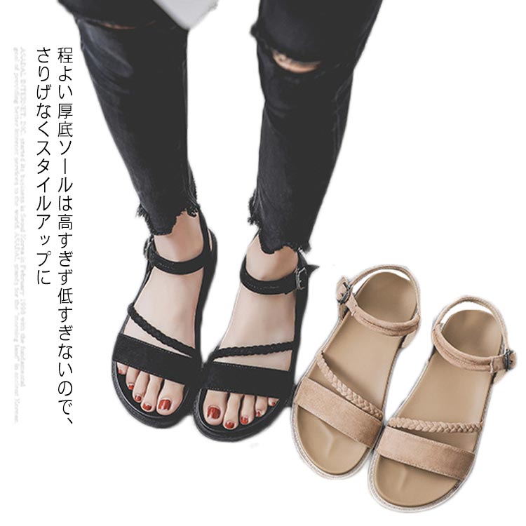 レディース シューズ リラックスサンダル ストラップサンダル コンフォートサンダル ぺたんこ 軽量 通勤 大きいサイズ