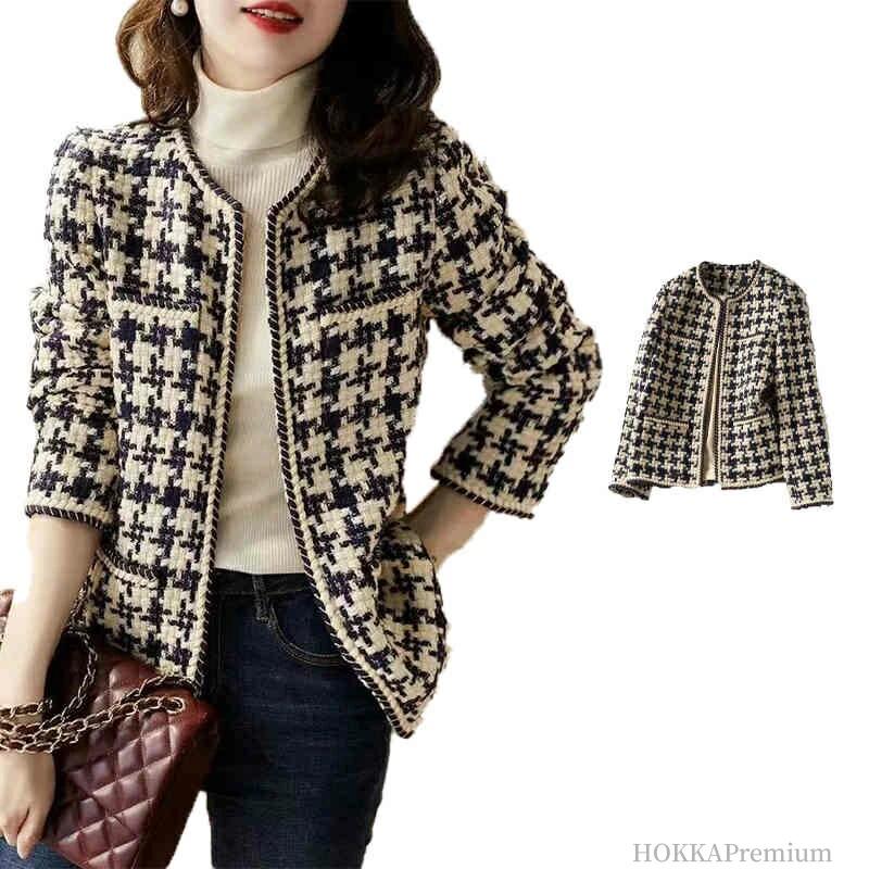 ショート丈 秋 オフィスカジュアル ノーカラージャケット 入園式 ツイード レディース 春