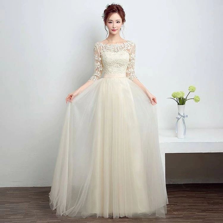 演奏会 発表会 ピアノ ロング丈 ワンピース 結婚式 花レース かわいい ロングドレス 編み上げ 結婚式ドレス