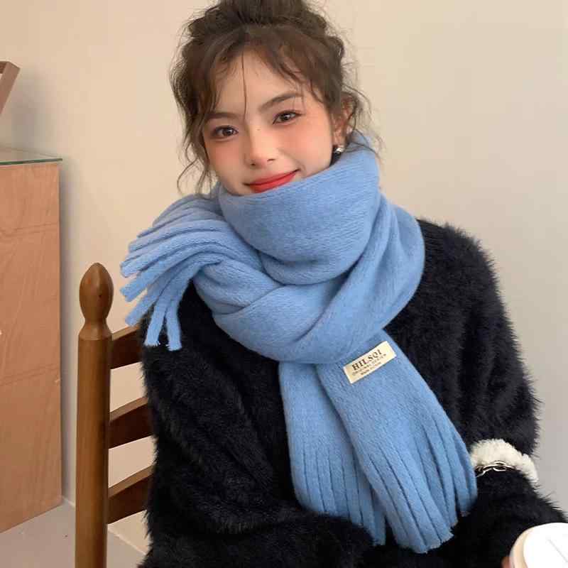 ポリエステル素材 秋冬 暖かい 女性用 無地 スモーキーブルー 保温 通勤 韓国ファッション おしゃれ レディース 普段使い 通学