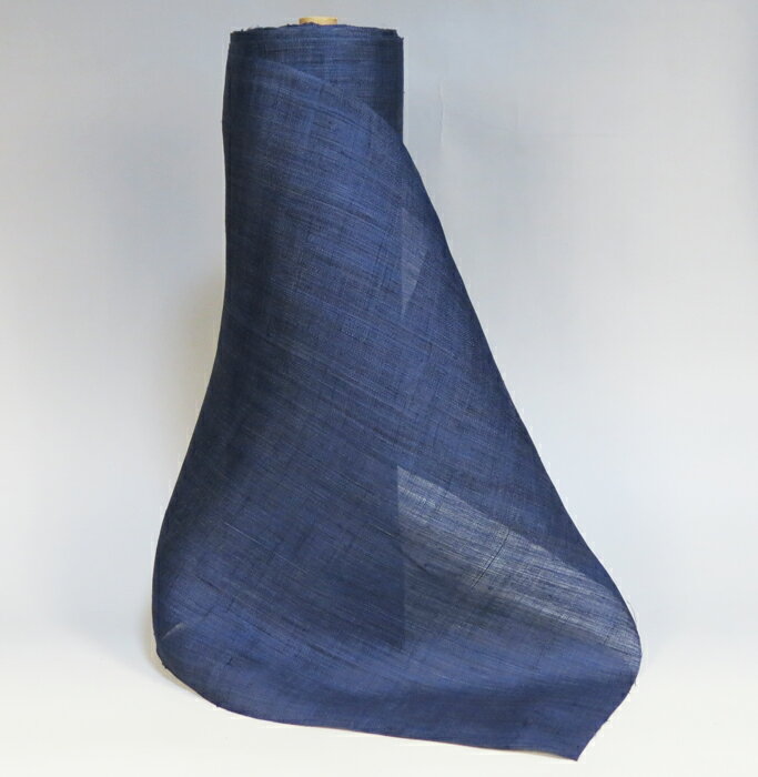 染め麻生地・紺藍色　幅約44cm 長さ1m　(麻生地・麻布）