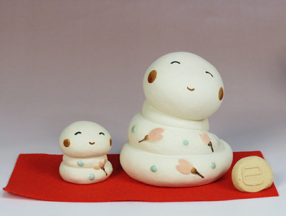 干支人形：親子の巳と赤紙　/11月末入荷予定/干支置物　/十二支 巳/