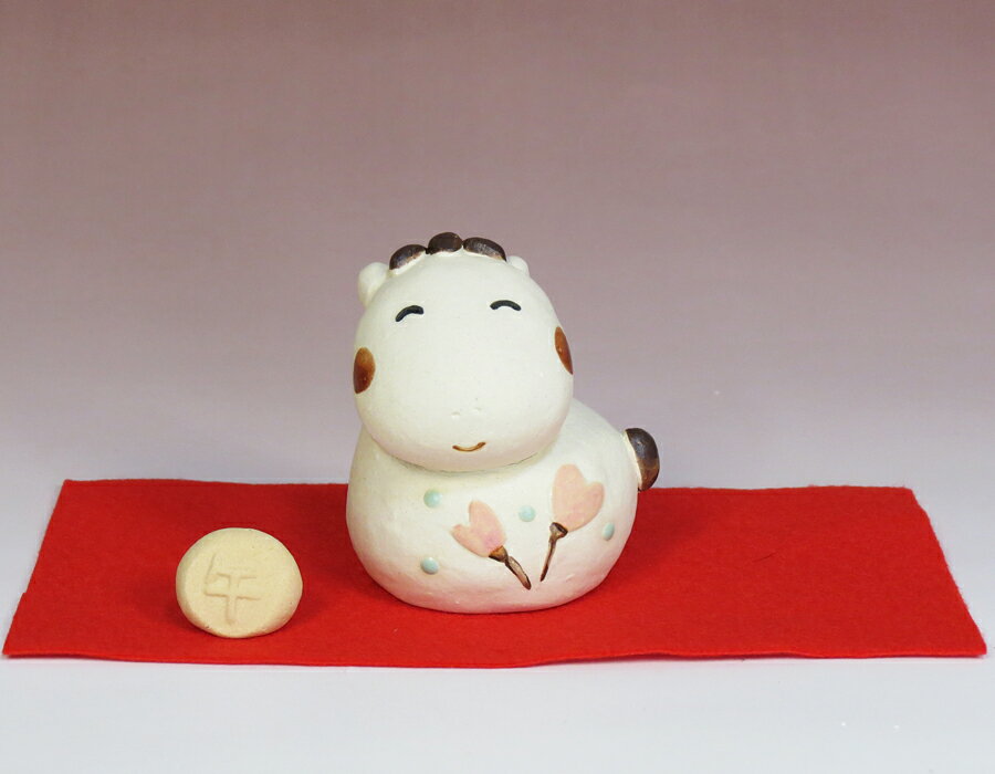 陶人形十二支:ちっちゃい午と赤紙(干支)/12月末入荷予定 /