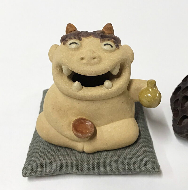 酒のみ鬼 陶人形(座布団別売り):羽田桂子/