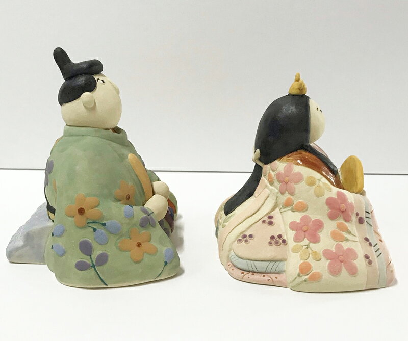 のれん・タペストリー遊彩の雛人形 雛祭り ：雛人形　雅　桃色／陶器 取り寄せ品・工房に在庫の無い場合は90日から180日間程の制作期間が必要となります｜アングル2
