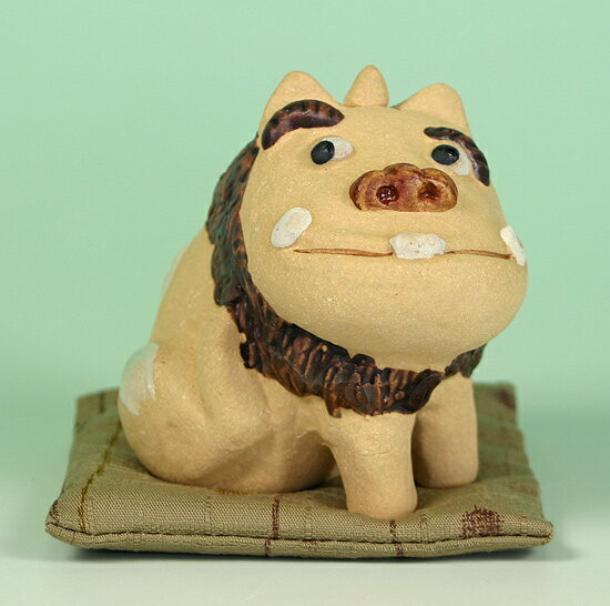 陶人形・はあ〜狛犬阿ふふ〜ん狛犬吽セット(座布団別売り)