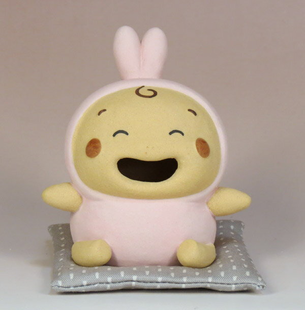 陶人形・うさぎの赤ちゃん(座布団別売り)