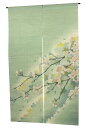 麻のれん・霞桜(のれん 和風 モダ おしゃれ ン 麻)(受注製作) ロング 約 88×150cm
