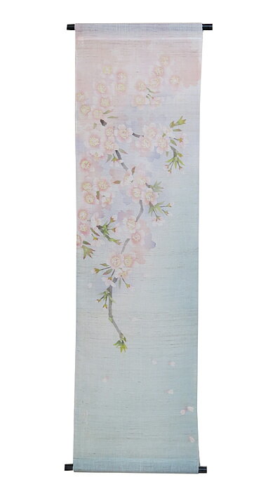 Rakuten - 桜タペストリー・花ぐもり /タペストリー棒付　ろーけつ染め おしゃれ タペストリー（桜 さくら サクラ） / インテリア タペストリー 和風 壁飾り　約36×130cm