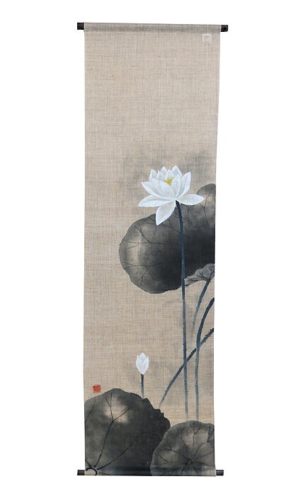 京都 万葉舎 手描き　タペストリー：白蓮