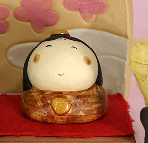 雛人形 雛祭り / ふんわり雛セット/陶器　■敷き台は黒塗となります