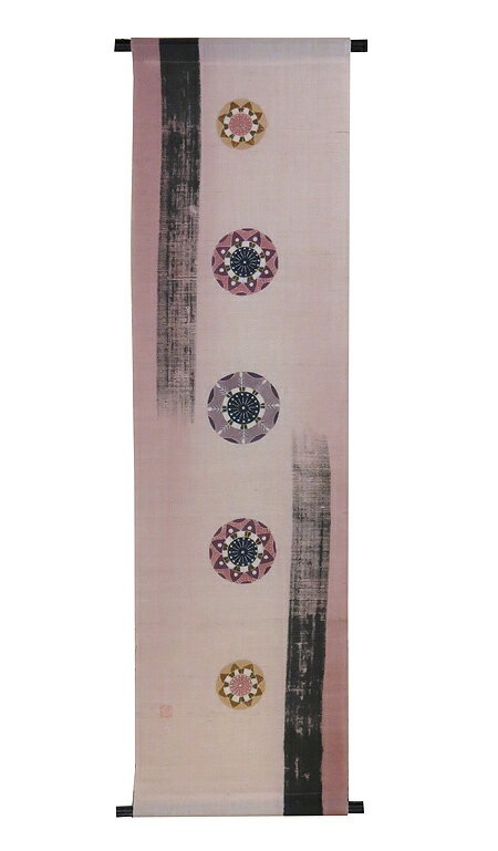 麻タペストリー：時のはざま（桜）/ 和モダンタ ペストリー受注製作 / おしゃれ インテリア タペストリー 和風 モダン 壁飾り　約36×130cm