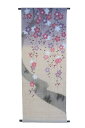 【通常販売価格41.800円】羅工房大判タペストリー:しだれ桜/紫ぼかし(和風麻 モダン タペストリー 掛け軸)1点限り(桜 さくら サクラ)