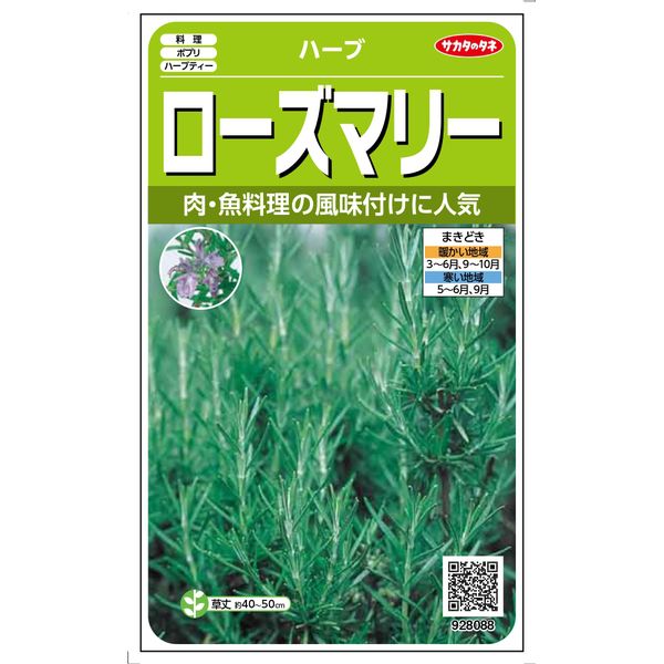 【＠サカタのタネ 美咲ハーブ8088 ローズマリー】すっきりとした森の香りでアロマテラピー。肉料理の香り付けに用いられるベーシックなハーブです。ハーブ 香草 種 たね タネ プランター 鉢植え 花壇 立性 青花 アロマ ハーブティー ポプリ