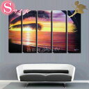 絵画 海 アートパネル【送料無料】モダン インテリア ディスプレイ手書き 油彩画 風景画 油絵 壁掛け 絵 『5パネルSET やしの木夕暮れ Sサイズ 1052...